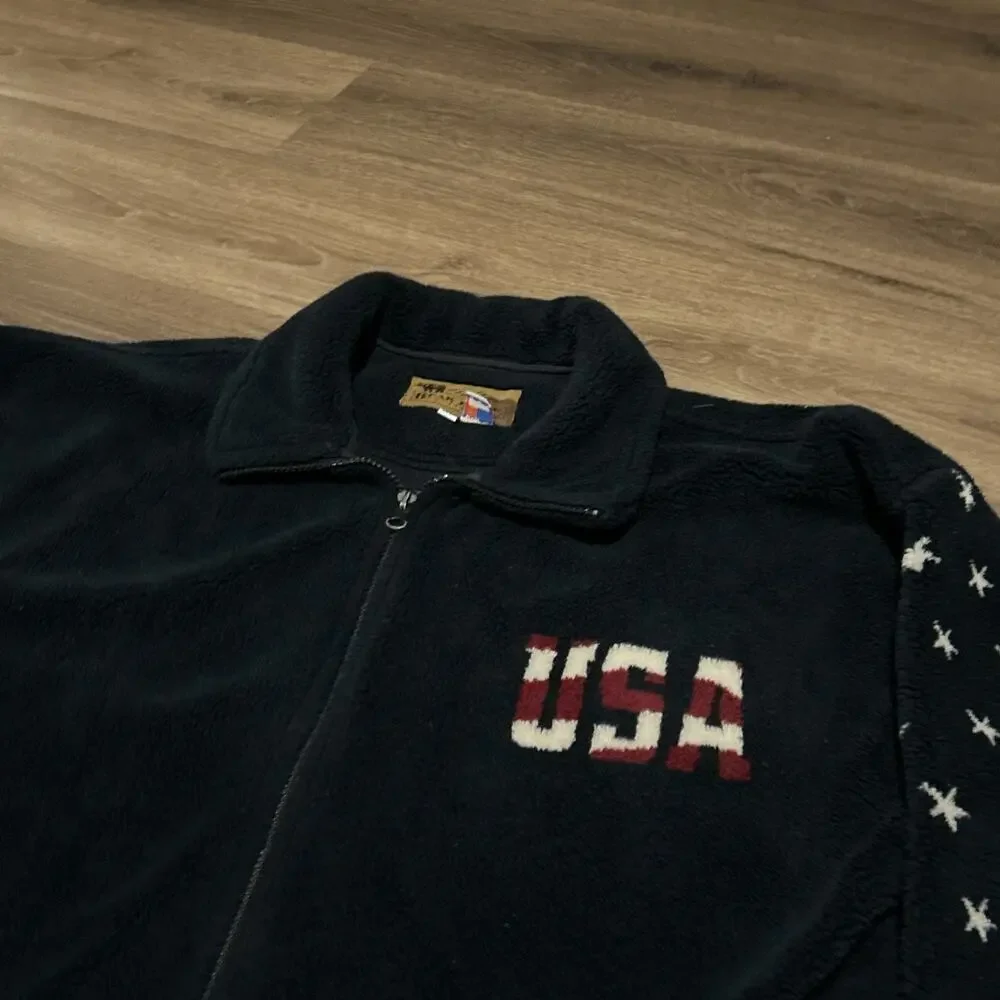 Bear Ridge Outfitters USA Flag Stars and Stripes Blue Fleece Jacket Sz XL Zip Up - Picture 2 of 8